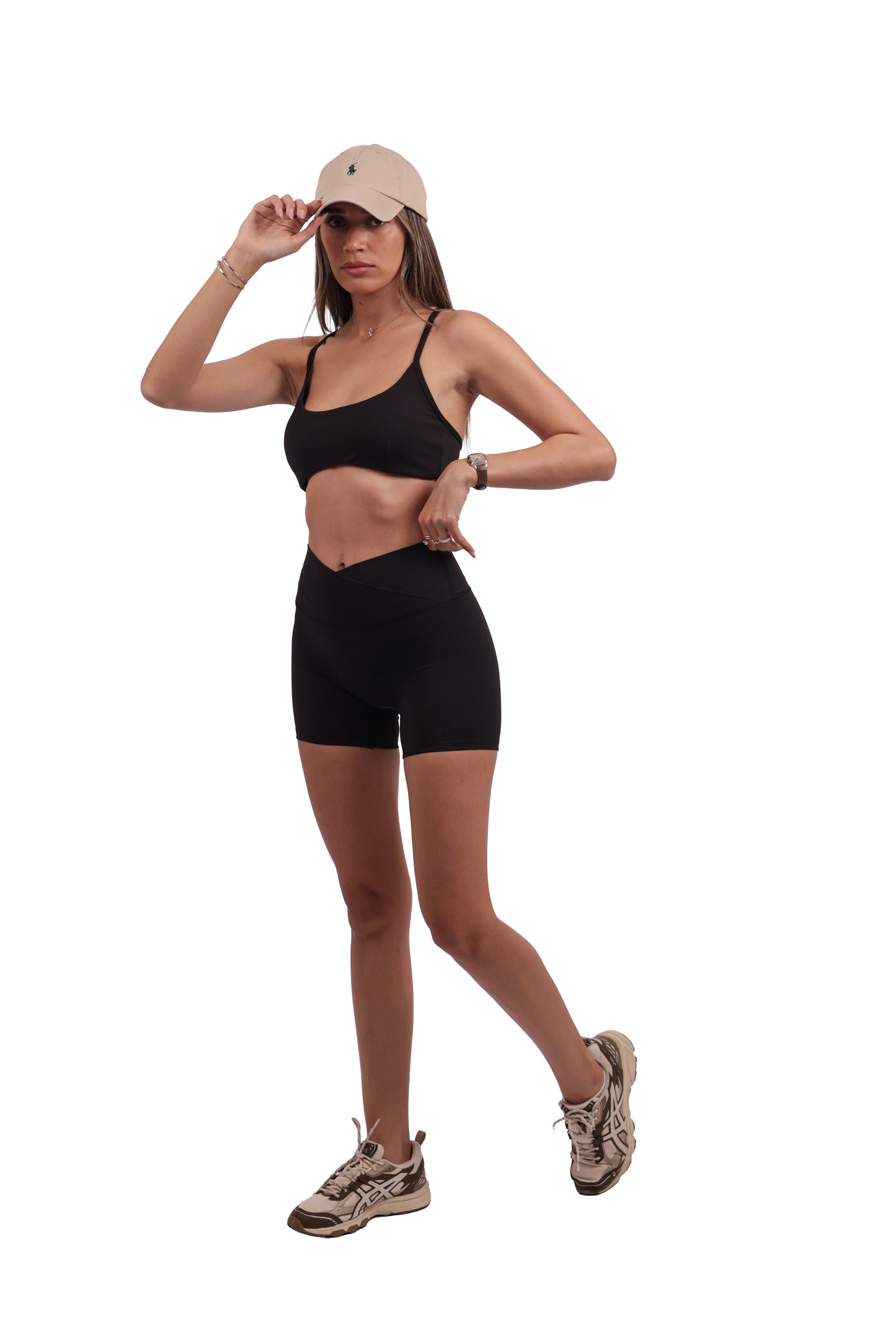Cross-Strap Gym Bra & Shorts Set