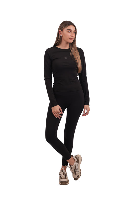 High-Support Brushed Long-Sleeve Crop & Brushed High-Waist Leggings Set