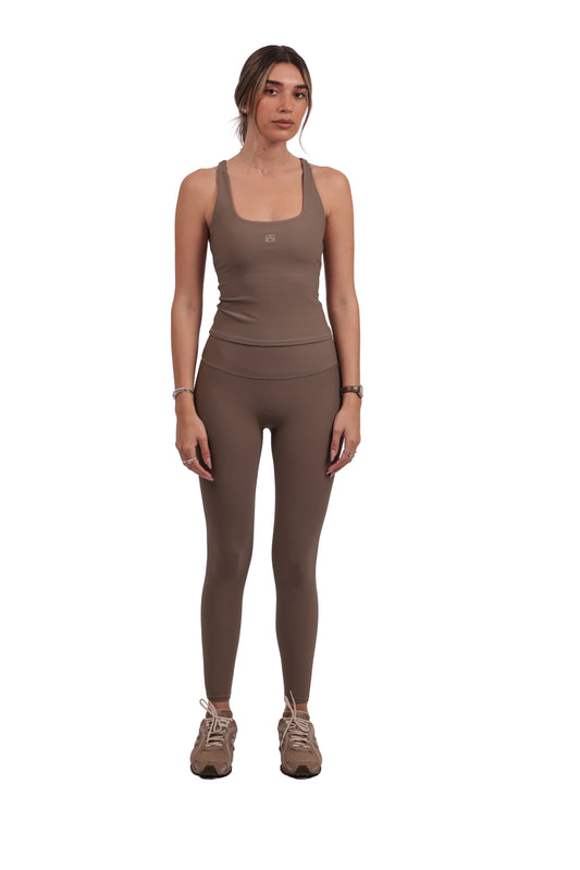 Square Neck Y-Back Tank & Ribbed Seamless Leggings Set