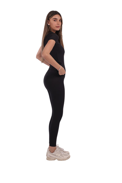 סט אקטיב חולצת ספורט וטייץ חלק ללא תפרים מבד ריב