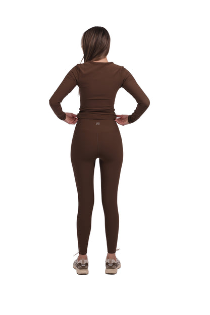 Long-Sleeve Ribbed Active Top & Seamless Leggings Set