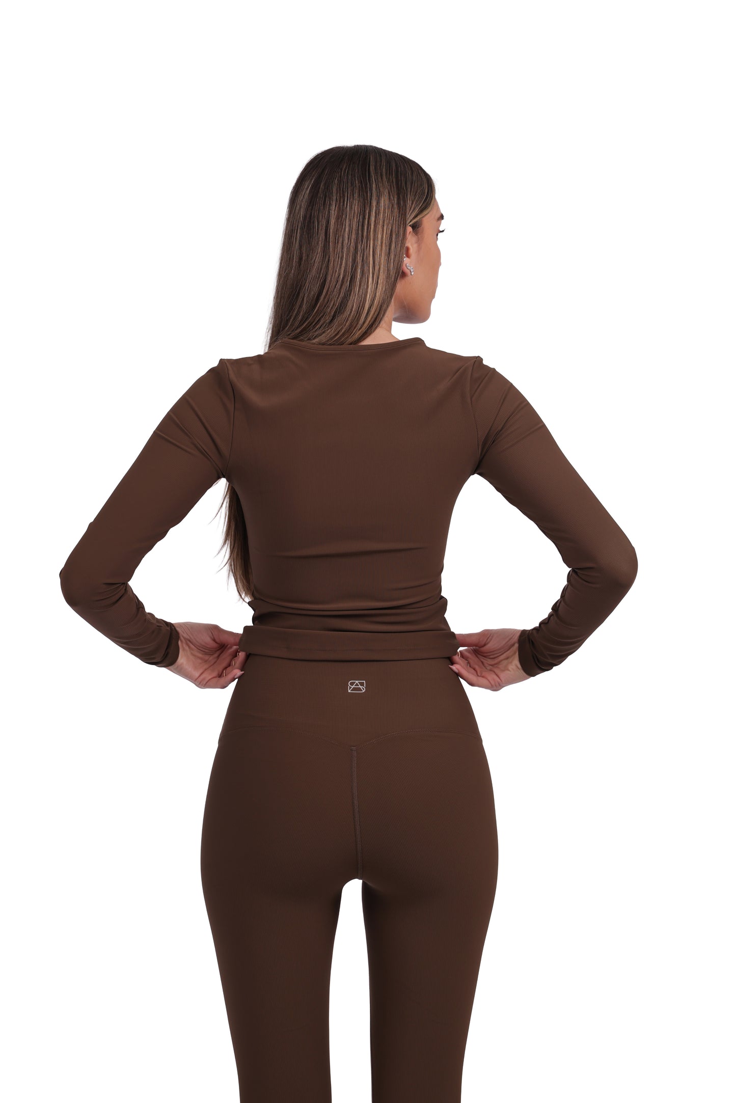 Long-Sleeve Ribbed Active Top & Seamless Leggings Set