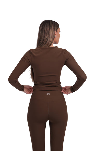 Long-Sleeve Ribbed Active Top & Seamless Leggings Set