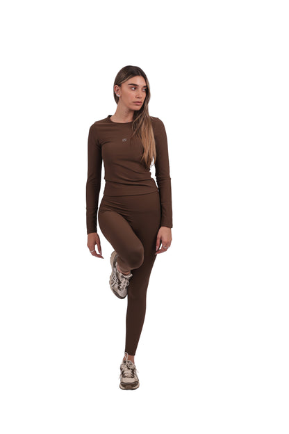 Long-Sleeve Ribbed Active Top & Seamless Leggings Set