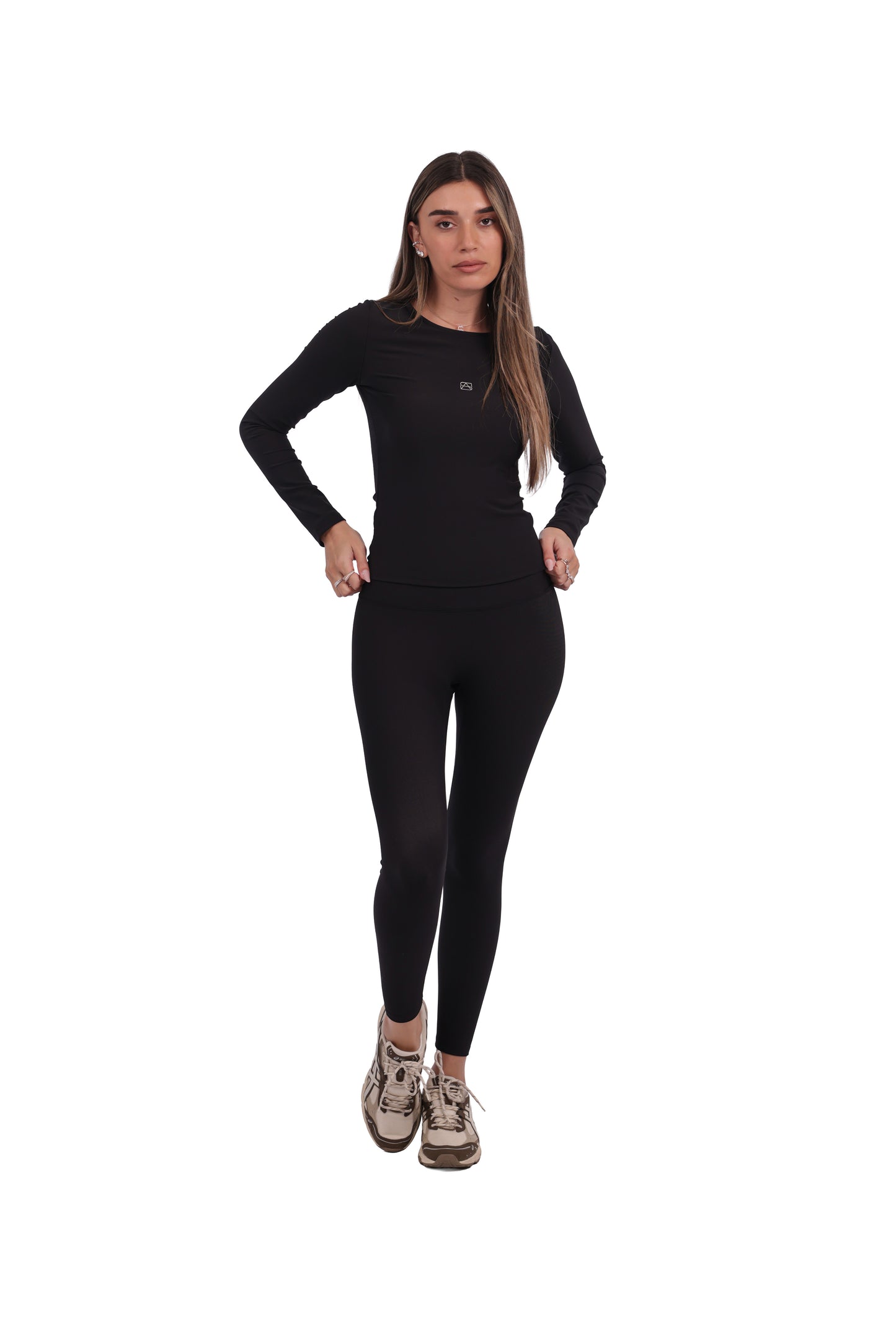 Long-Sleeve Ribbed Active Top & Seamless Leggings Set