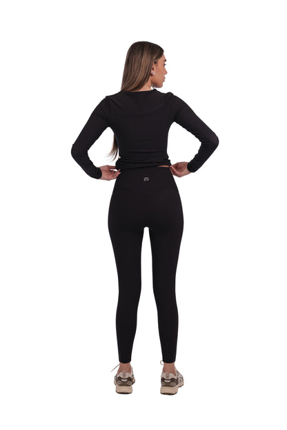 Long-Sleeve Ribbed Active Top & Seamless Leggings Set