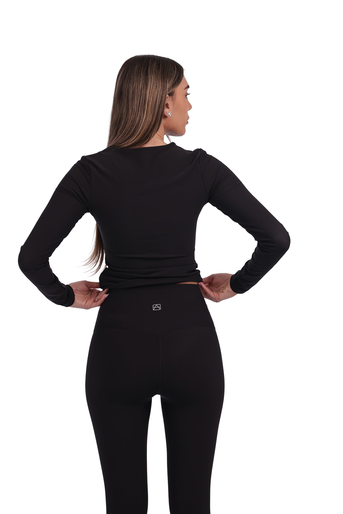 Long-Sleeve Ribbed Active Top & Seamless Leggings Set