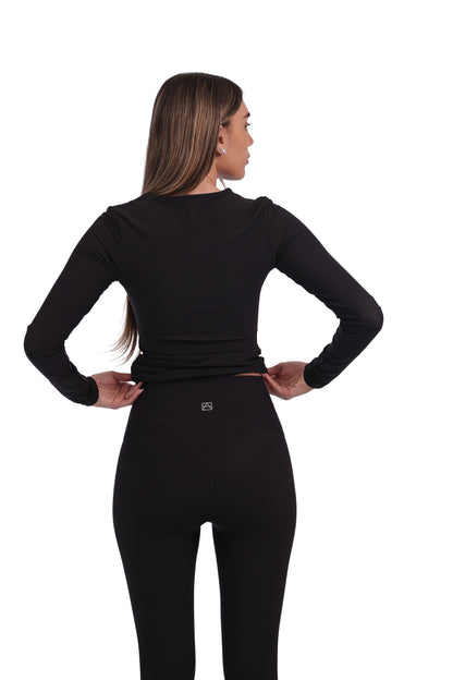 Long-Sleeve Ribbed Active Top & Seamless Leggings Set
