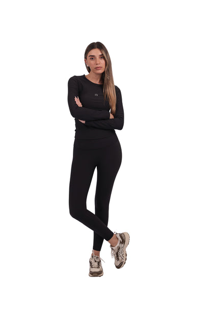 Long-Sleeve Ribbed Active Top & Seamless Leggings Set
