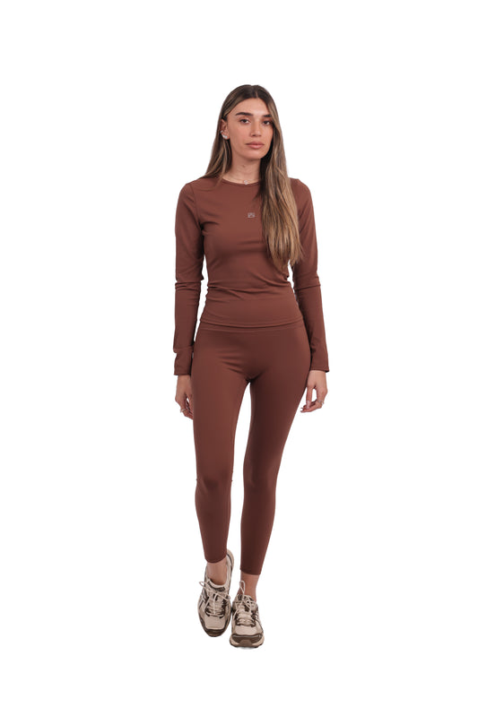 High-Support Brushed Long-Sleeve Crop & Brushed High-Waist Leggings Set
