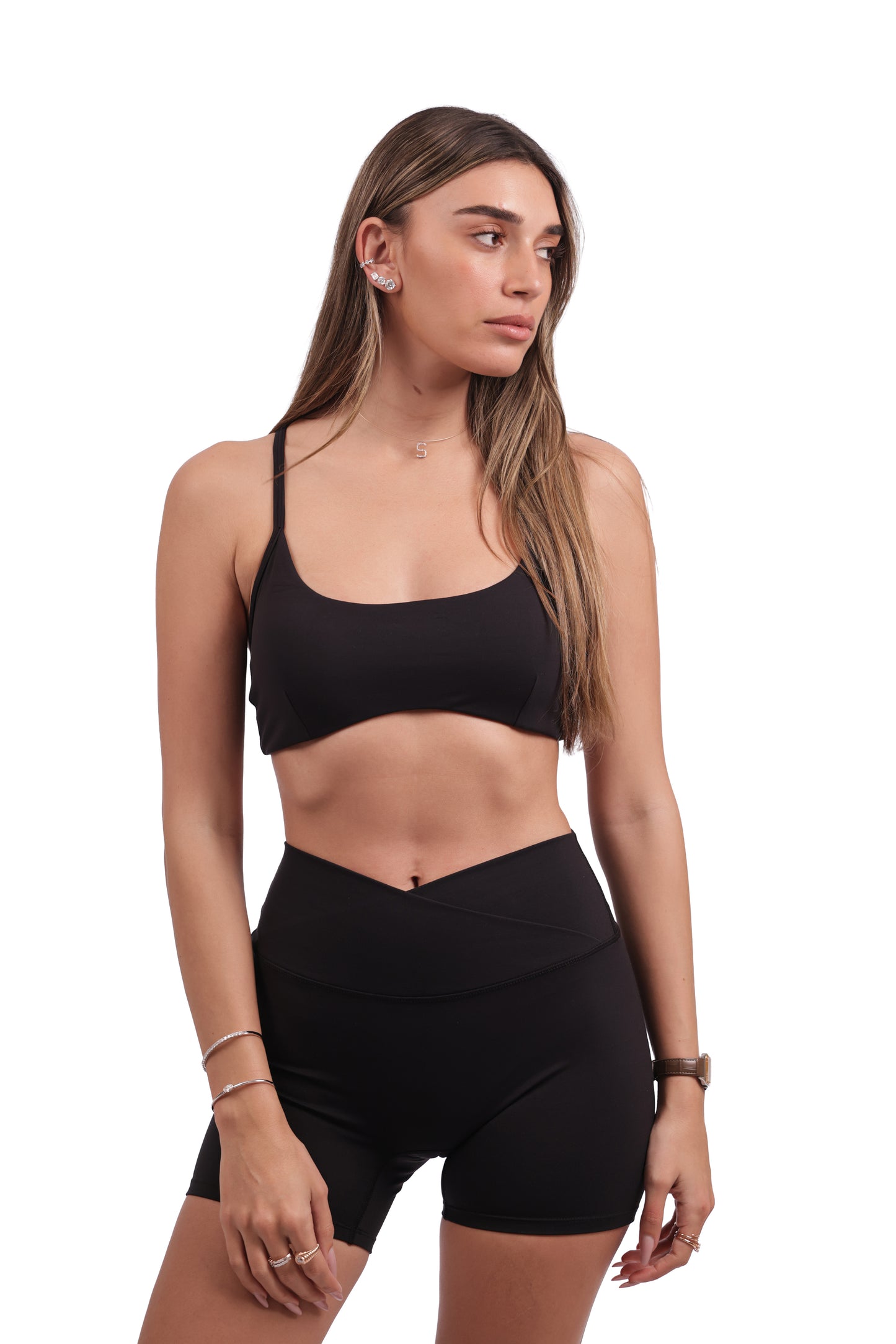 Cross-Strap Gym Bra & Shorts Set