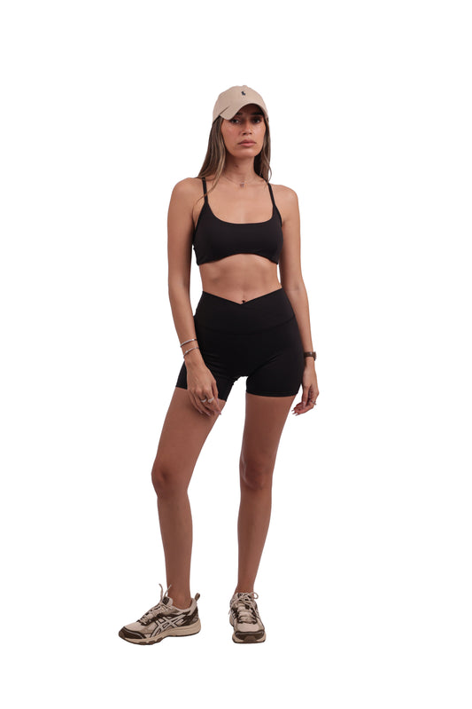 Cross-Strap Gym Bra & Shorts Set