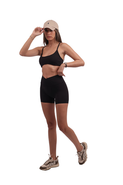 Cross-Strap Gym Bra & Shorts Set