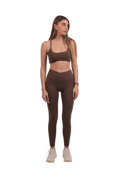 Cross Straps Removable Pads Bra & Cross V Waistband Leggings Set