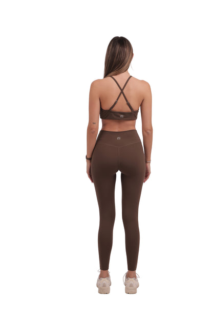 Cross Straps Removable Pads Bra & Cross V Waistband Leggings Set