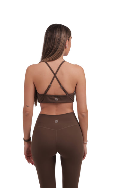 Cross Straps Removable Pads Bra & Cross V Waistband Leggings Set