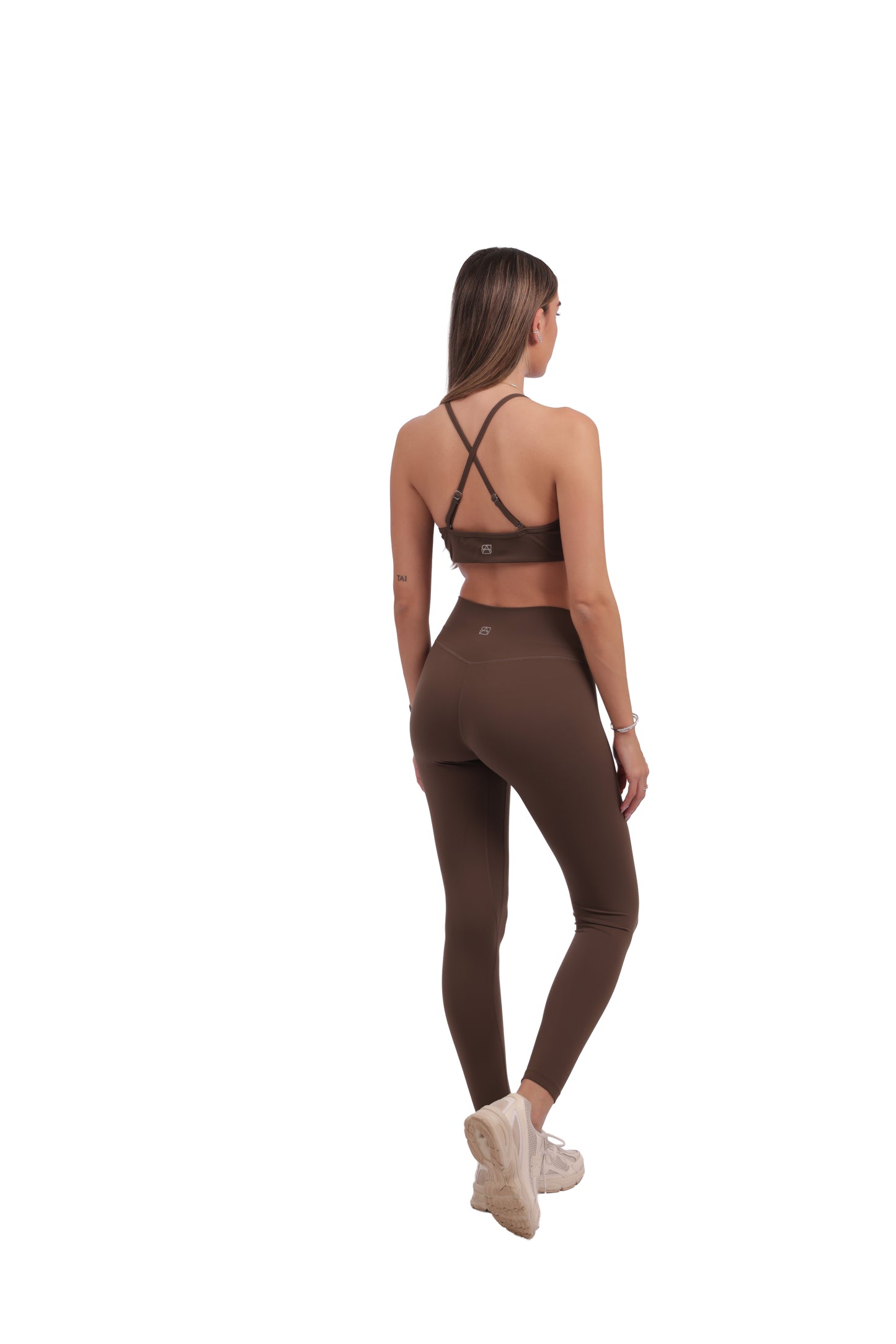 Cross Straps Removable Pads Bra & Cross V Waistband Leggings Set