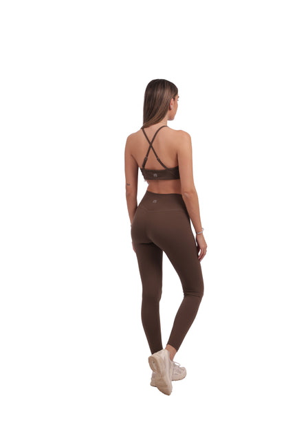Cross Straps Removable Pads Bra & Cross V Waistband Leggings Set