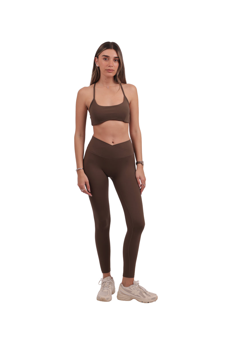 Cross Straps Removable Pads Bra & Cross V Waistband Leggings Set