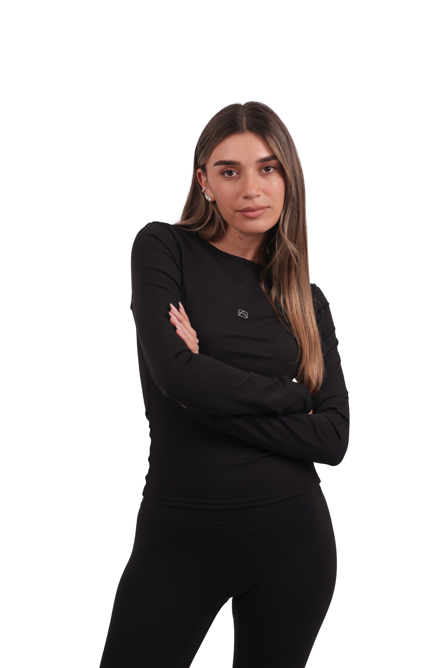 High-Support Brushed Long-Sleeve Crop & Brushed High-Waist Leggings Set