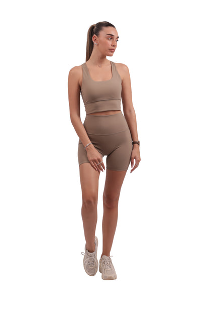 Cross-Back Sports Bra & Seamless Hot Shorts Active Set